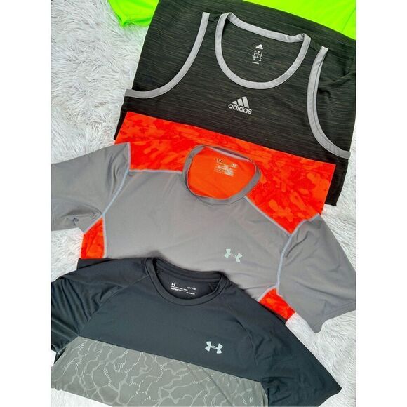 Men’s SZ L 4 PC Dri-FIT Under Armour -Nike Adidas Short Sleeve Shirts - Picture 9 of 10